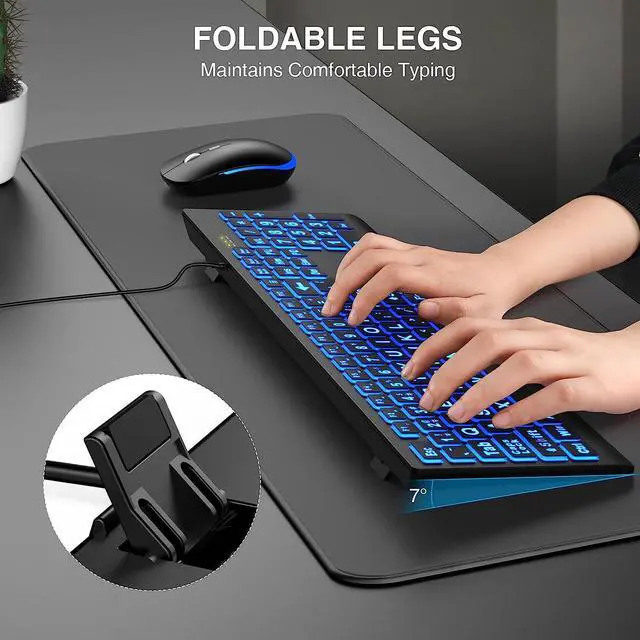 Alt view image 4 of 7 - SABLUTE Large Print Backlit Keyboard, Wired USB Lighted Computer Keyboards with 7-Color & 4 Modes Backlit, Oversize Letters Keys Easy to See and Type, Quiet Keyboard Compatible for PC, Laptop