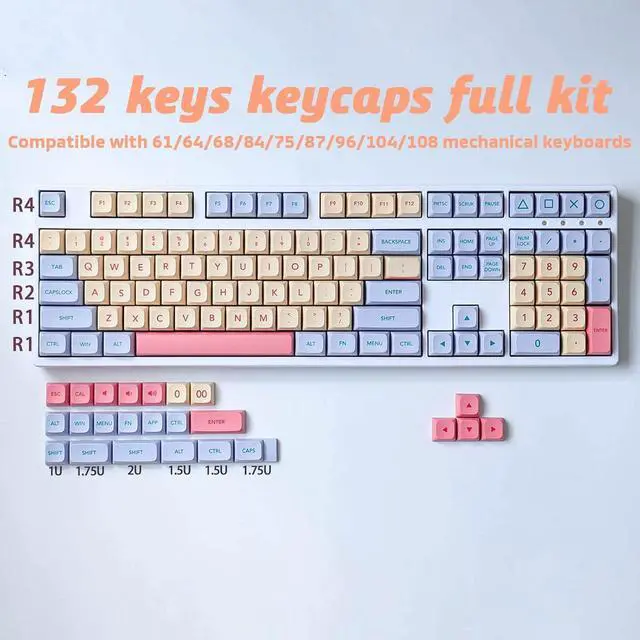 Alt view image 4 of 7 - Hyekit Keycaps - 132 Keys PBT XDA Profile with Dye-Sublimation | 132 Keys PBT Material, XDA Profile, Dye-Sublimation Technology, Mechanical Keyboard Compatible, Cherry MX Switch Support