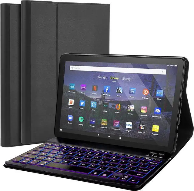 Main image of Backlit Keyboard Case for Fire HD 10/10 Plus Taet (2021 Release, 11th & 2023 Release, 13th) 10.1 inch, Slim Cover with 7 Colors Light Wireless Detachae Backlit Keyboard
