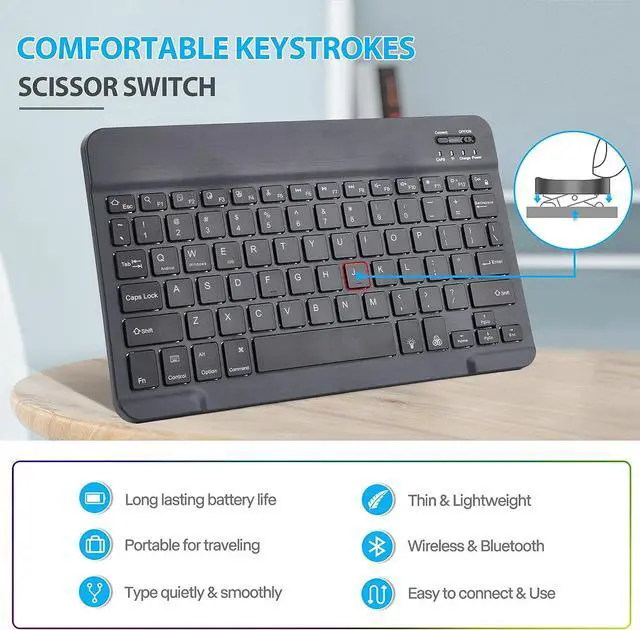 Alt view image 7 of 7 - Backlit Keyboard Case for Fire HD 10/10 Plus Taet (2021 Release, 11th & 2023 Release, 13th) 10.1 inch, Slim Cover with 7 Colors Light Wireless Detachae Backlit Keyboard