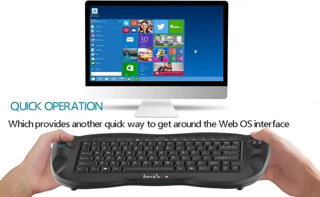 Alt view image 3 of 7 - Wireless Keyboard with Trackball Mouse, 2.4G Handheld Multimedia Keyboard Built in Trackball, Scroll Wheel & Hotkeys for HTPC, TV Box, Laptop, Desktop, Compatible with Windows, Mac, Android (Black)