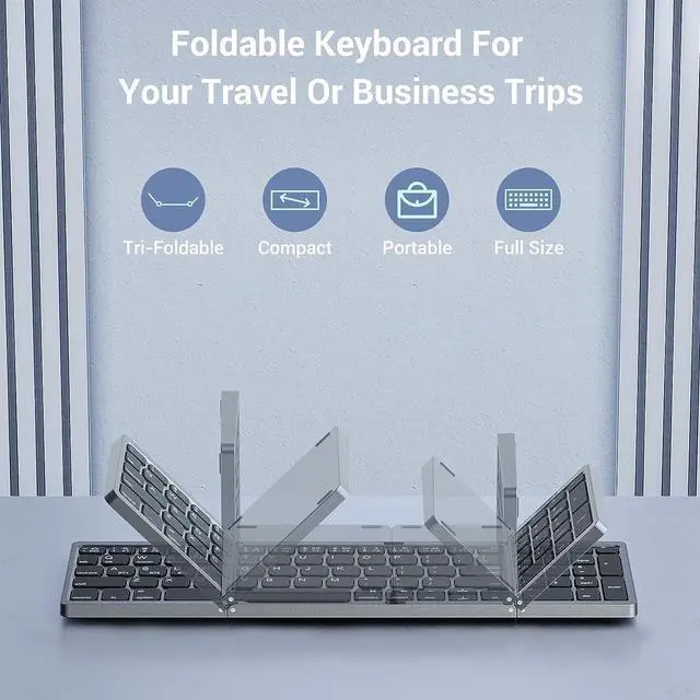 Alt view image 2 of 7 - Foldable Keyboard and Mouse for Laptop, Travel Bluetooth Folding Keyboard Mouse with Portable Case, Rechargeable Keyboard for Business, 2.4G Wireless & Bluetooth, for iPad Tablets Laptop iOS Android