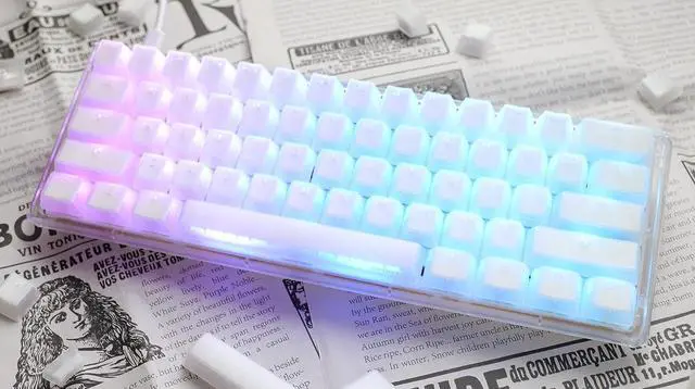 Main image of Ducky One 3 Mini Aura 60% Mechanical Keyboard: Quack Mechanics Dampening, Hot-Swappable Cherry MX Brown Switches, High-Density PBT Tripleshot Keycaps, RGB, US, White