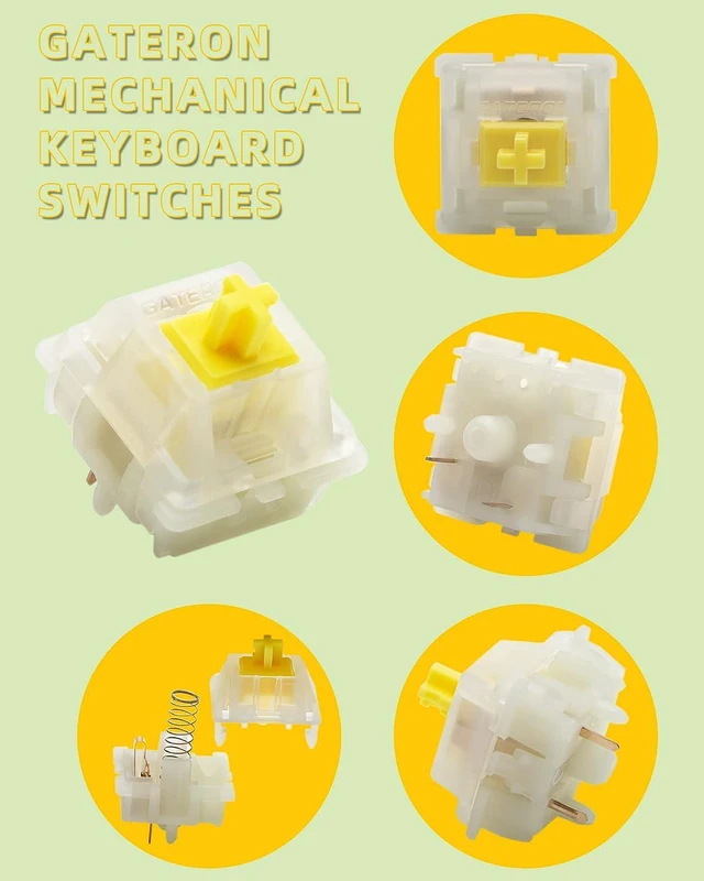 Alt view image 2 of 7 - Gateron Milky Yellow Switches for Mechanical Keyboard Pre Lubed Silent Linear Keyboard Switches 5Pin (GPRO70PCS)