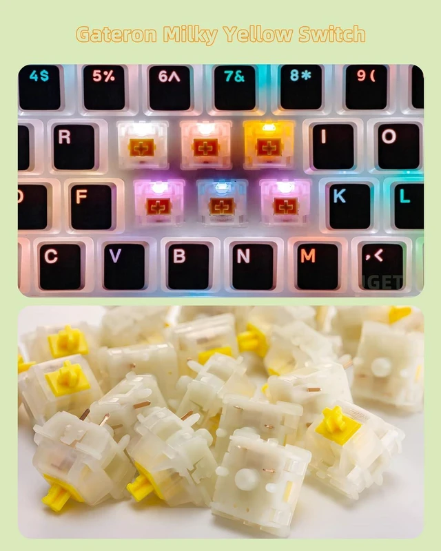 Alt view image 4 of 7 - Gateron Milky Yellow Switches for Mechanical Keyboard Pre Lubed Silent Linear Keyboard Switches 5Pin (GPRO70PCS)