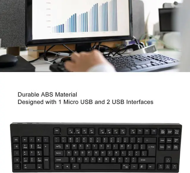 Alt view image 2 of 7 - ZJchao Left Handed Keyboard, 109 Keys Micro USB Layout Plug and Play Office Keyboard Cordless Gaming Keyboard Gaming Keyboard with Micro USB Interface for Business Accounting Designer