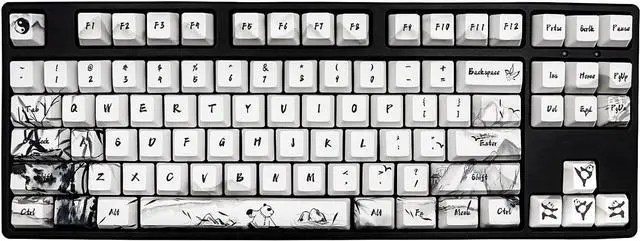 Main image of JSJT Custom Keycaps 110 Key Set Ink Panda Keycaps for Full Sized Keyboard Dye-Sublimation PBT OEM Profile Key Caps for Cherry MX Gateron Switches Mechanical Keyboards