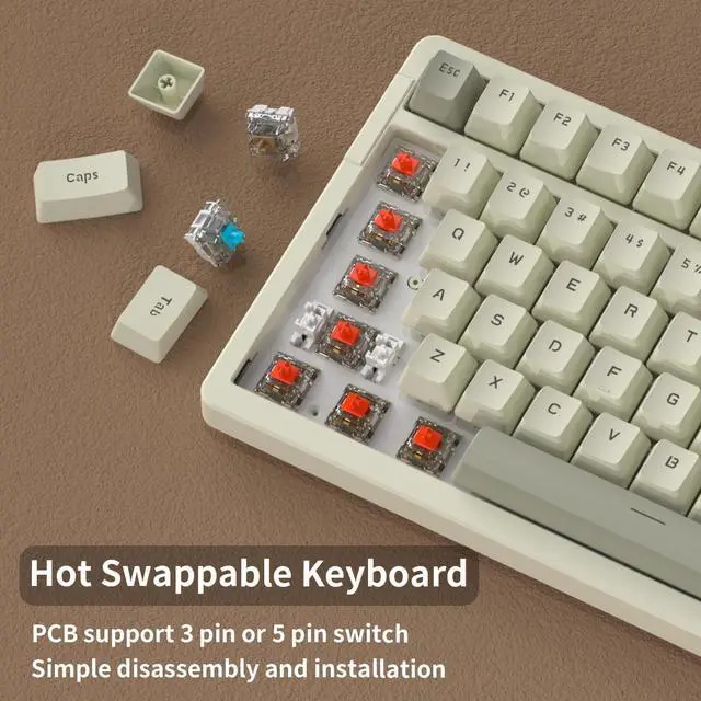 Alt view image 2 of 6 - NACODEX AK992 99 Key Hot Swappable Gasket Mount Keyboard with Volume Knob, OEM PBT Keycaps, Programmable Blue Backlit Wired PC Gaming Custom Keyboard