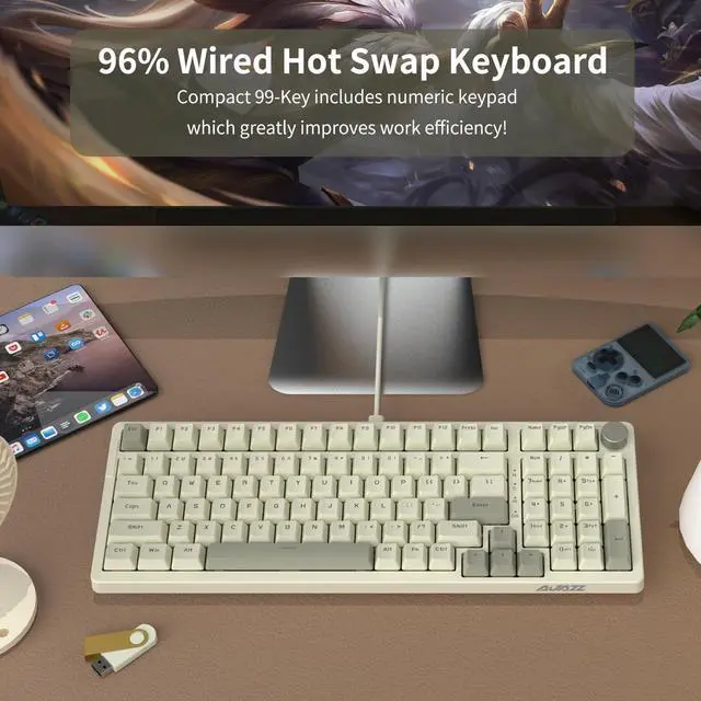 Alt view image 4 of 6 - NACODEX AK992 99 Key Hot Swappable Gasket Mount Keyboard with Volume Knob, OEM PBT Keycaps, Programmable Blue Backlit Wired PC Gaming Custom Keyboard