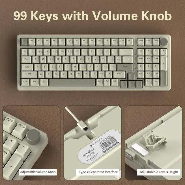 Alt view image 5 of 6 - NACODEX AK992 99 Key Hot Swappable Gasket Mount Keyboard with Volume Knob, OEM PBT Keycaps, Programmable Blue Backlit Wired PC Gaming Custom Keyboard