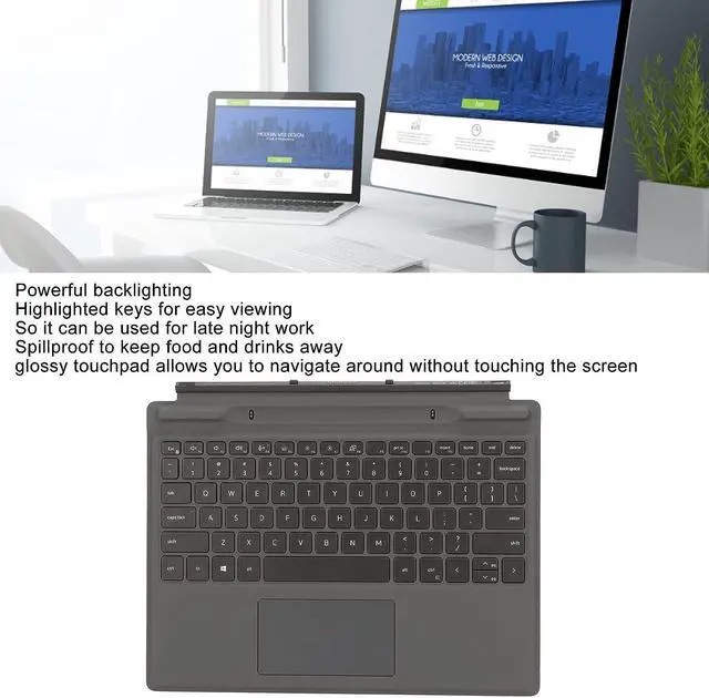 Alt view image 3 of 7 - Laptop Detachable Keyboard, for for Latitude 7320 7310 Replacement Backlighting Laptop Keyboard with Touchpad Seamless Connection