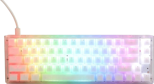 Main image of Ducky ONE 3 Aura RGB Hot-Swappable Mechanical Keyboard - Double-Shot PBT Keycaps, Cherry MX Brown Switches, Anti-Ghosting Dual-Layer PCB, SF (68 Keys), Translucent White Design