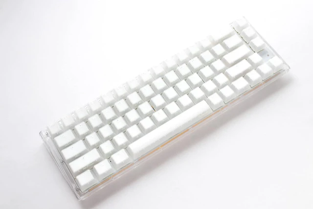 Alt view image 2 of 5 - Ducky ONE 3 Aura RGB Hot-Swappable Mechanical Keyboard - Double-Shot PBT Keycaps, Cherry MX Brown Switches, Anti-Ghosting Dual-Layer PCB, SF (68 Keys), Translucent White Design