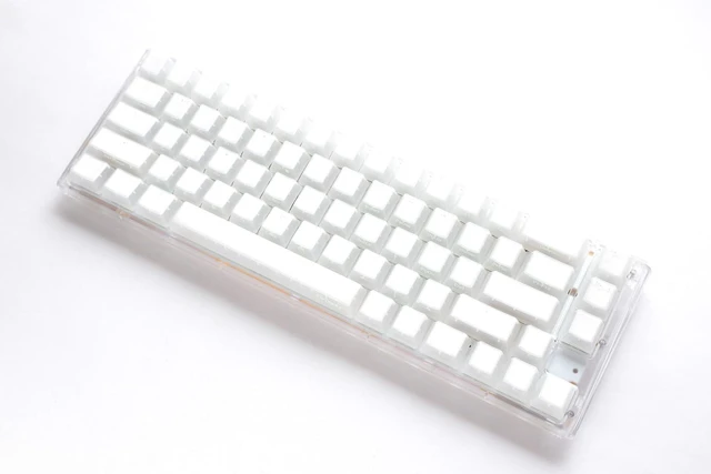 Alt view image 3 of 5 - Ducky ONE 3 Aura RGB Hot-Swappable Mechanical Keyboard - Double-Shot PBT Keycaps, Cherry MX Brown Switches, Anti-Ghosting Dual-Layer PCB, SF (68 Keys), Translucent White Design