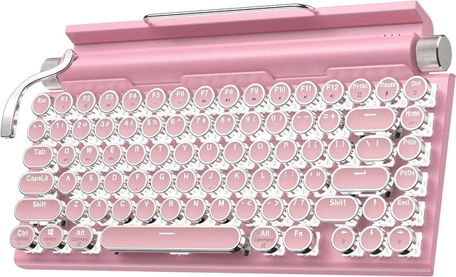 Main image of Acogedor Retro Typewriter Keyboard, Vintage with Blue Switches, Multi Device Mechanical Gaming Keyboard for , Android, iOS