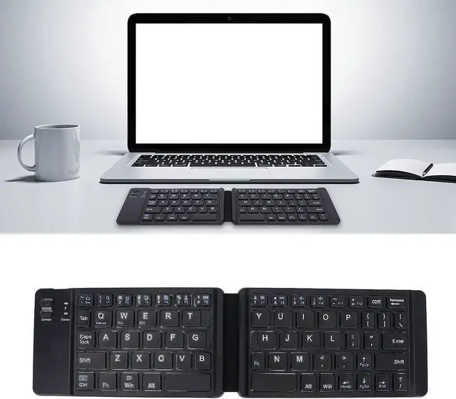Alt view image 3 of 7 - PUSOKEI Foldable Keyboard, Folding Keyboard Portable Keyboard Foldable Keyboard BT3.0 Fast Typing Silent 120mAh Battery Compact Size Wide Compatibility Mini Wireless Keyboard(Black)