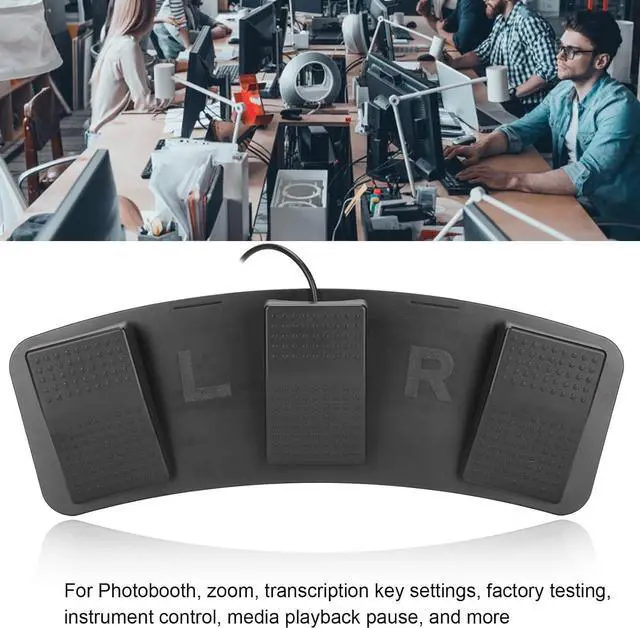 Alt view image 2 of 7 - USB Triple Foot Switch, Three Button Program Computer Keyboard Mouse Game Action Multifunctional Mechanical Foot Switch Pedal, for Playing Game Factory Testing