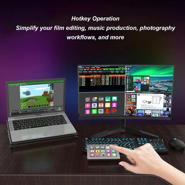 Alt view image 6 of 7 - Controller, All in One Keypad for Streaming, 15 Custom Keys, Studio Controller LCD Custom Keyboard for 4KCU for OBS for Twitch for YouTube for Twitter