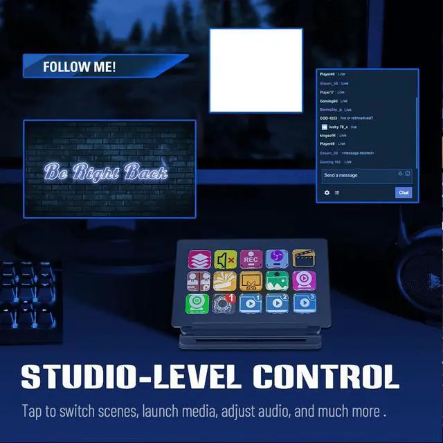Alt view image 4 of 7 - Controller, All in One Keypad for Streaming, 15 Custom Keys, Studio Controller LCD Custom Keyboard for 4KCU for OBS for Twitch for YouTube for Twitter
