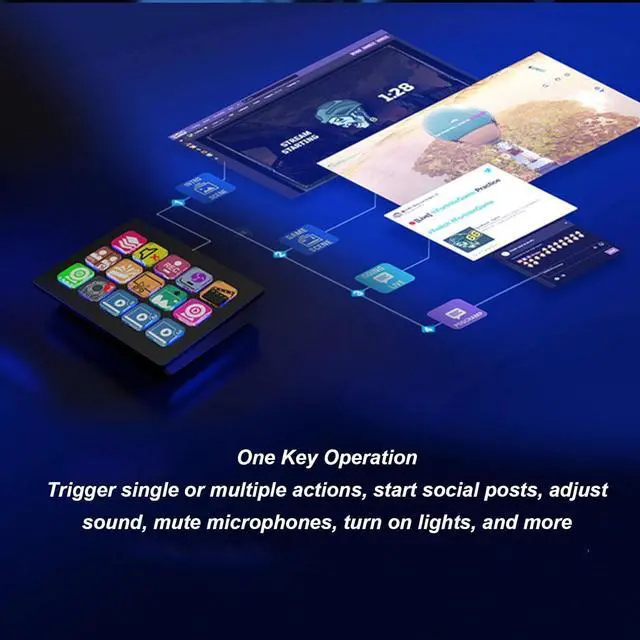 Alt view image 3 of 7 - Controller, All in One Keypad for Streaming, 15 Custom Keys, Studio Controller LCD Custom Keyboard for 4KCU for OBS for Twitch for YouTube for Twitter