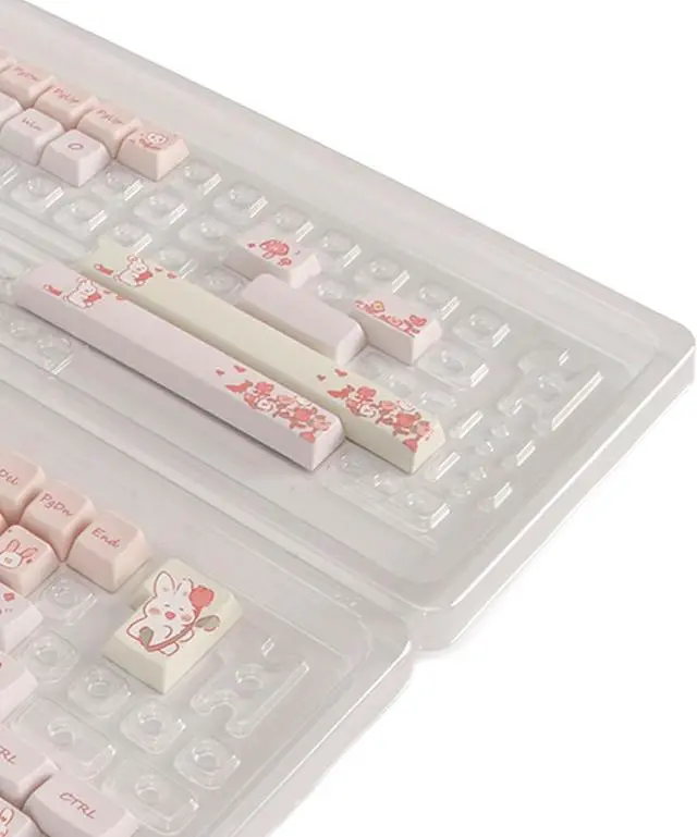 Alt view image 5 of 7 - Nutriess 148 Keys PBT Keycaps Ergonomic Design Dye Sublimation Vivid Colors Cartoon Style Mechanical Keyboard Keycaps for Gaming PC Typing (Bunny)