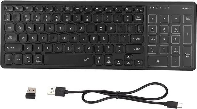Alt view image 2 of 7 - VBESTLIFE Bluetooth Keyboard with Touchpad Numeric Keypad, 78 Keys Portable RGB Backlit Slim Keyboard with Touchpad for Computer Laptop(Black)