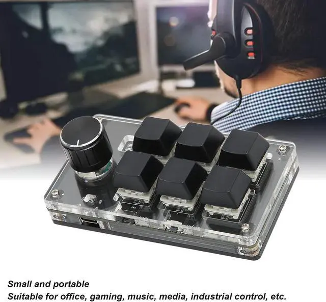 Alt view image 3 of 7 - ASHATA Mini Mechanical Keyboard, Bluetooth 6 Keys DIY Programmable Keypad Dual Mode OSU Wired USB Keypad Suitable for Office, Game, Music, Media, etc