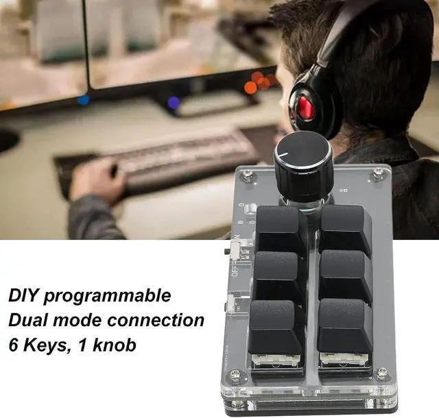 Alt view image 4 of 7 - ASHATA Mini Mechanical Keyboard, Bluetooth 6 Keys DIY Programmable Keypad Dual Mode OSU Wired USB Keypad Suitable for Office, Game, Music, Media, etc