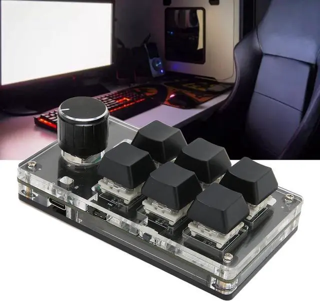 Alt view image 6 of 7 - ASHATA Mini Mechanical Keyboard, Bluetooth 6 Keys DIY Programmable Keypad Dual Mode OSU Wired USB Keypad Suitable for Office, Game, Music, Media, etc