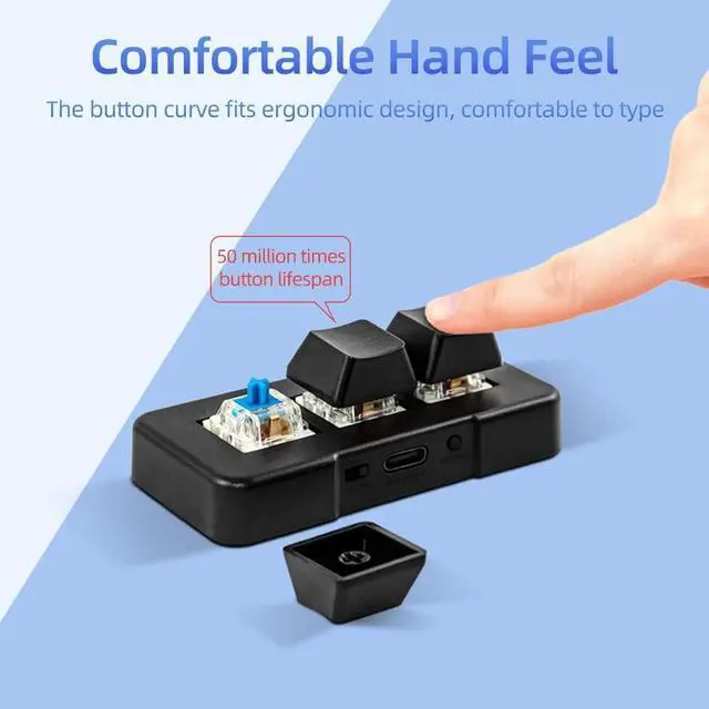 Alt view image 2 of 7 - Mini Keyboard, MK321 Pro USB 2.4G BT4.0 Three Mode Connection, Mechanical Blue Switches, Ergonomic Design, Wide Application, with Key Definition Software for Window (White)