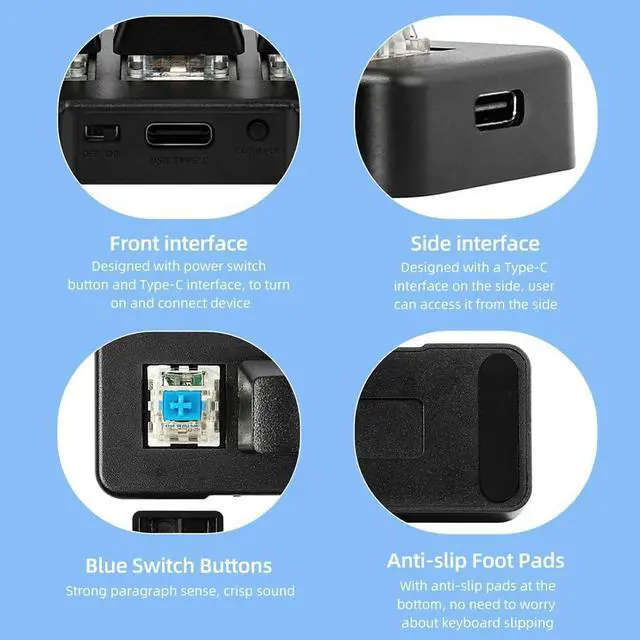 Alt view image 6 of 7 - MK321-Pro 3-Key Customized Keyboard with Mechanical Blue Switch USB+2.4G+BT Connection for Office Game Multimedia Black