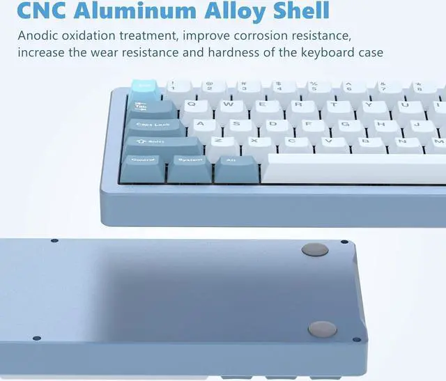 Alt view image 2 of 6 - Womier SK71 75% Gaming Keyboard, Aluminum Alloy Shell Wireless Mechanical Creamy Keyboard Bluetooth/2.4G/Wired Hot Swappable Key Board Pre-lubed Switches, Gasket Mounted RGB for Mac/Win (Blue)