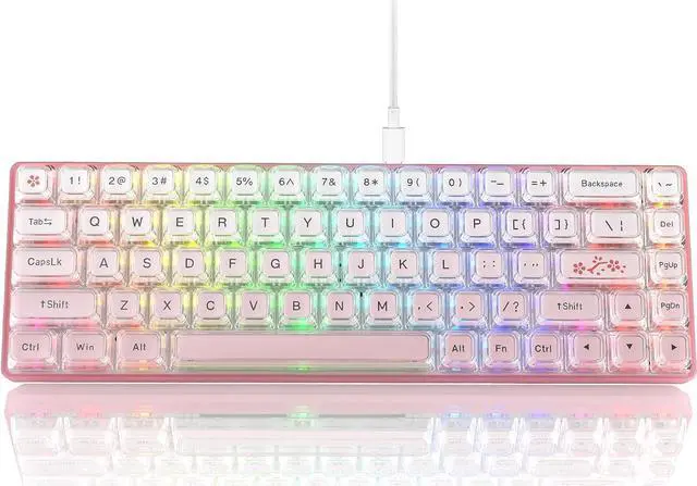 Main image of Womier 60% Keyboard Gaming Pink - Wired Creamy Mechanical Keyboard, Hot-Swappable RGB Custom Mini Key Board with Arrow Keys/Software Supported, Prelubrication Linear Switch (WK68-Pink)