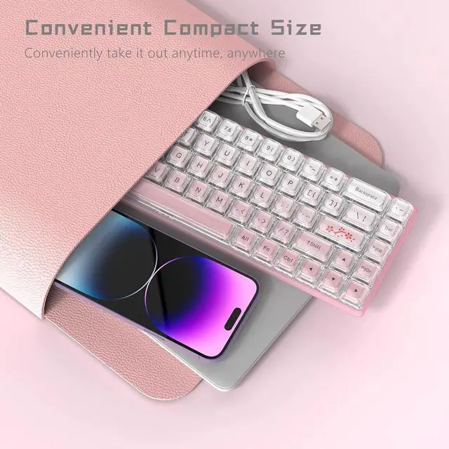 Alt view image 6 of 6 - Womier 60% Keyboard Gaming Pink - Wired Creamy Mechanical Keyboard, Hot-Swappable RGB Custom Mini Key Board with Arrow Keys/Software Supported, Prelubrication Linear Switch (WK68-Pink)