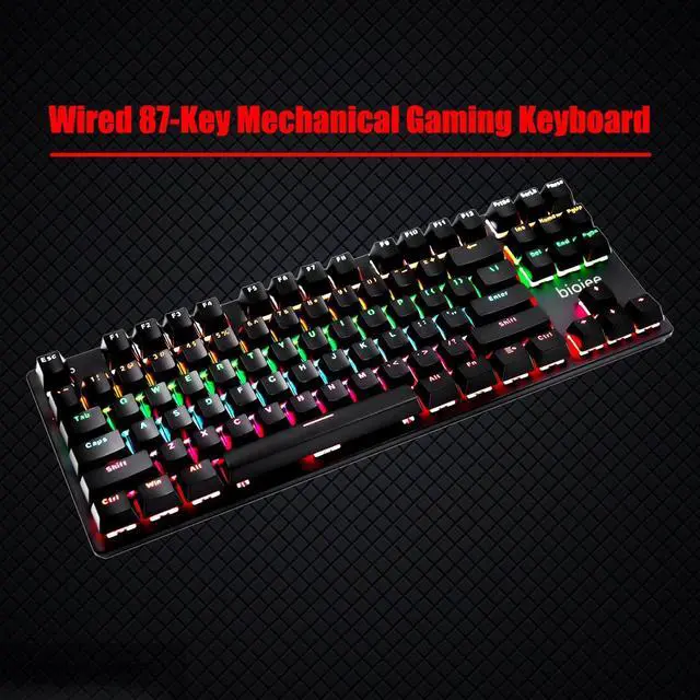 Alt view image 6 of 7 - biojee Wired 87-Key Mechanical Gaming Keyboard Backlit Keyboard r PC Laptop r Game and Office