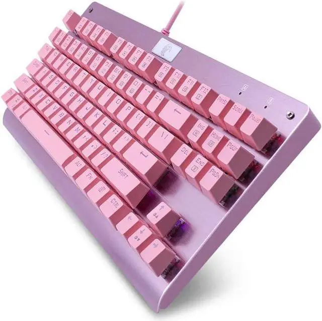 Main image of Granvela MechanicalEagle Z-77 Mechanical Keyboard | Aluminium Panel | Tactile Clicky Blue Switches | Rainbow LED Backlit | N-Key Rollover | 87-Key Tenkeyless | Hot Swappable - Pink