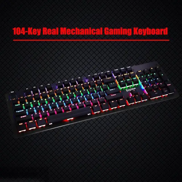 Alt view image 3 of 7 - biojee Wired 104-Key Real Mechanical Gaming Keyboard Rainbow Backlit Keyboard for PC Laptop for Game and Office