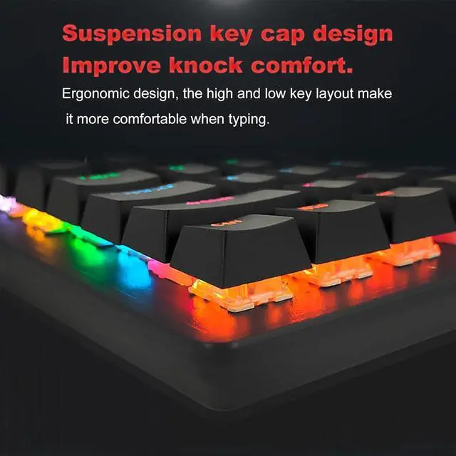 Alt view image 5 of 7 - biojee Wired 104-Key Real Mechanical Gaming Keyboard Rainbow Backlit Keyboard for PC Laptop for Game and Office