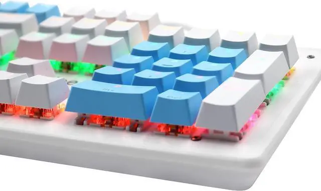 Alt view image 7 of 7 - biojee Wired 04-Key Real Mechanical Gaming Keyboard Backlit Keyboard r PC Laptop r Game and Office Blue & White Brown Switch