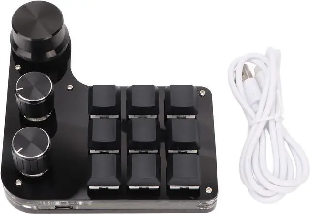 Alt view image 6 of 7 - RGB Mechanical Gaming Keyboard 9 Key, One Handed Macro Keypad, LED Backlit Programmable Macro Mechanical Keyboard 3 Knob Blue Switch, for PC Game