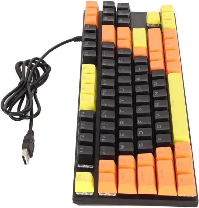 Alt view image 4 of 7 - Mechanical Gaming Keyboard, 87 Key Ergonomic Wired Backlit with Blue Switch, Dynamic Running Lights, Scratch, for Competition and Daily Use