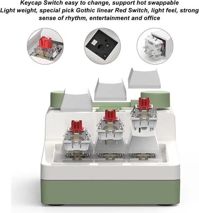Alt view image 3 of 7 - Mini 6 Key Bluetooth Mechanical Keypad, Multifunctional Shortcut Programmable Macro Keyboard with RGB Lighting Hot Swappable for Gaming