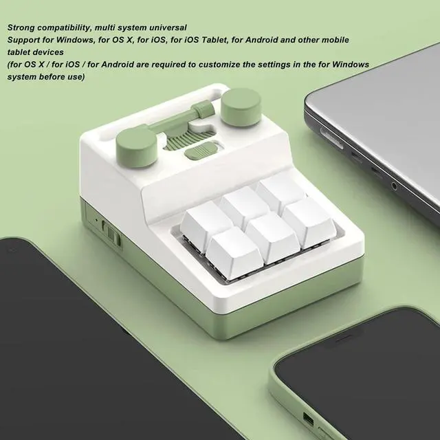 Alt view image 2 of 7 - Mini 6 Key Bluetooth Mechanical Keypad, Multifunctional Shortcut Programmable Macro Keyboard with RGB Lighting Hot Swappable for Gaming