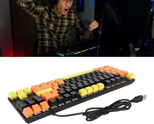 Alt view image 7 of 7 - Mechanical Gaming Keyboard, 87 Key Ergonomic Wired Backlit with Blue Switch, Dynamic Running Lights, Scratch, for Competition and Daily Use