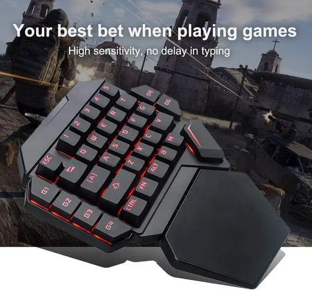 Alt view image 2 of 7 - One Hand Mechanical Keyboard, Blue Switch 35 Keys RGB Backlit Luminous Game Mechanical Keyboard, with Macro Definition Function, Ergonomic Game Controller for PC Gamer