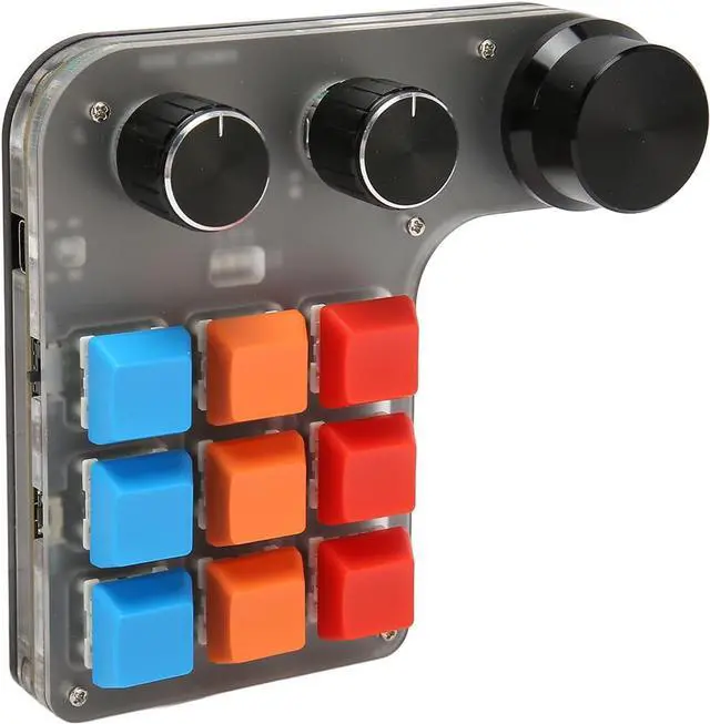 Alt view image 6 of 7 - Mini Custom Keypad with 9 Keys 3 Knobs, Programmable RGB Backlit Macro Keypad for Gaming Software, Supports USB and BT Connection, Wide Application for Office, Stock, Games, etc.