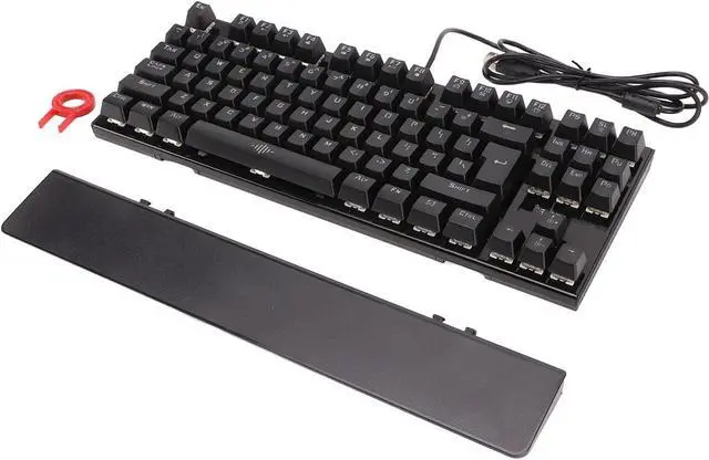 Main image of 87 Key Blue Switch Mechanical Keyboard with RGB Backlight Ergonomic Design Detachable Wrist Rest for Gaming Typing ABS Material 5ft Cable Length