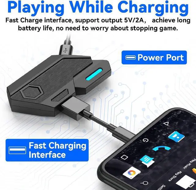 Alt view image 4 of 7 - Half Hand Gaming Keyboard Mouse Combo Kit for Mix Se, BT 5.0 Converter Adapter for K9 Keyboard GM86 Mouse, with Phone Stand, FPS Handheld Games, for Android for iOS