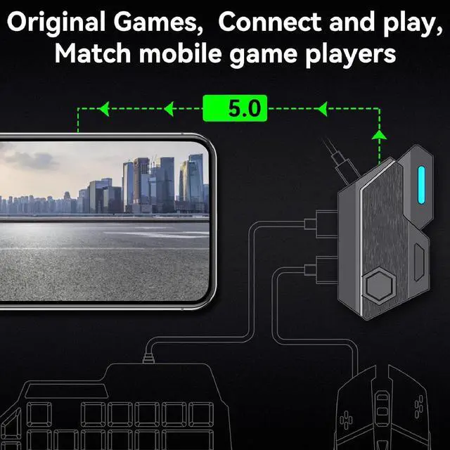 Alt view image 7 of 7 - Half Hand Gaming Keyboard Mouse Combo Kit for Mix Se, BT 5.0 Converter Adapter for K9 Keyboard GM86 Mouse, with Phone Stand, FPS Handheld Games, for Android for iOS