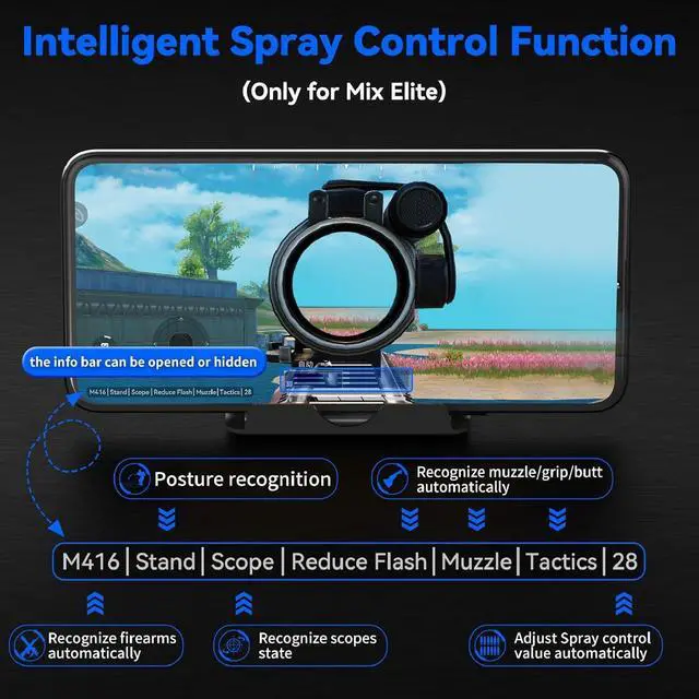 Alt view image 6 of 7 - Half Hand Gaming Keyboard Mouse Combo Kit for Mix Se, BT 5.0 Converter Adapter for K9 Keyboard GM86 Mouse, with Phone Stand, FPS Handheld Games, for Android for iOS